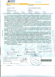 carta documento a CFK